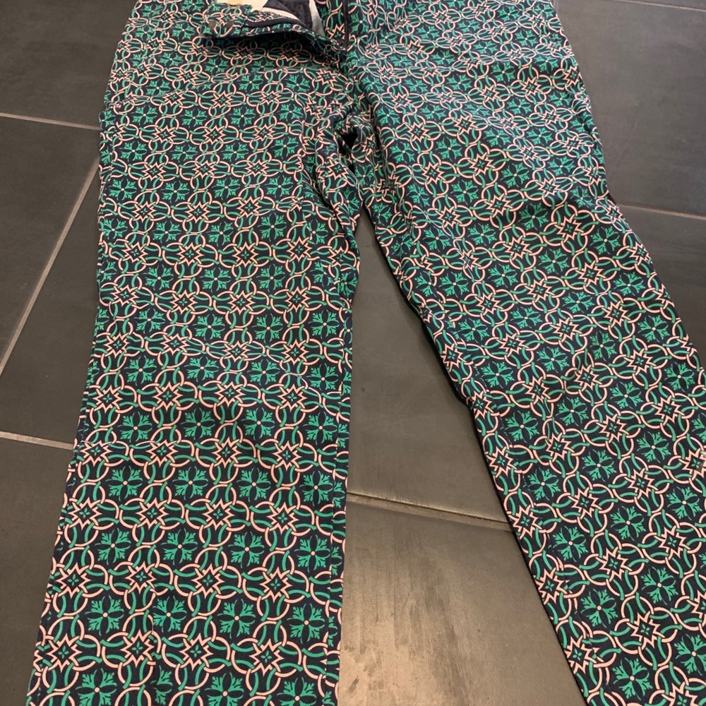 J Crew patterned green pink pants